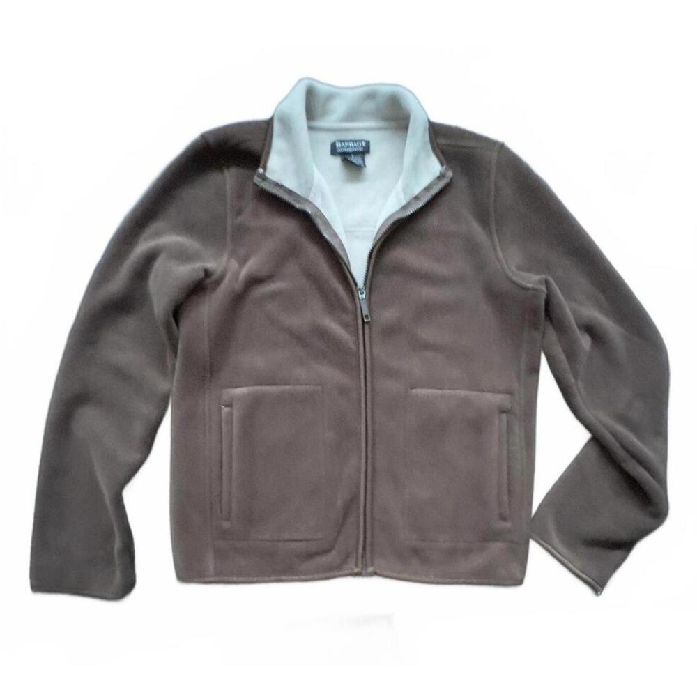 Barrage Authentic Fleece Jacket Brown Full Zip Mock Neck Small